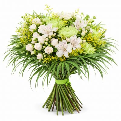 Свадебные букеты невесты из кустовых роз и альстромерий