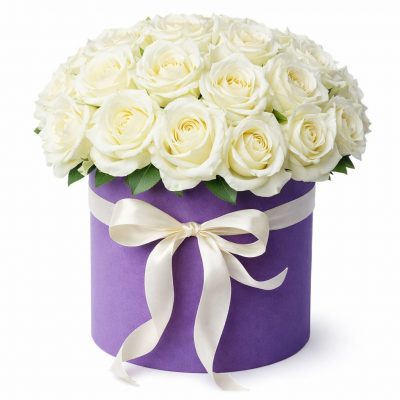 Цветы в коробке «Белые Розы»